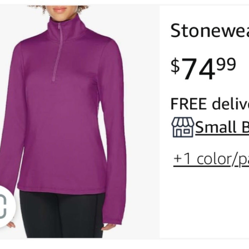 NWT Stoneware half a zip pull over with thumb holes
